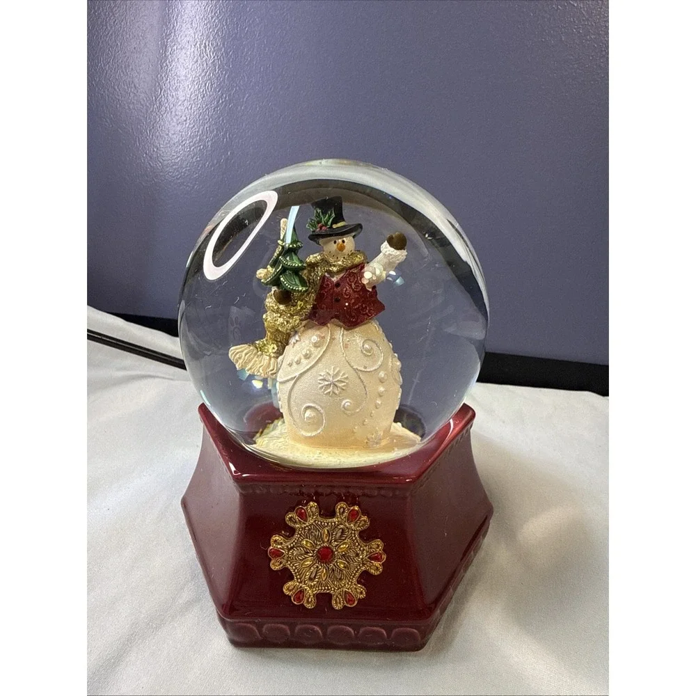 Vintage The San Francisco Music Box Co. Jeweled Snowman Waterglobe